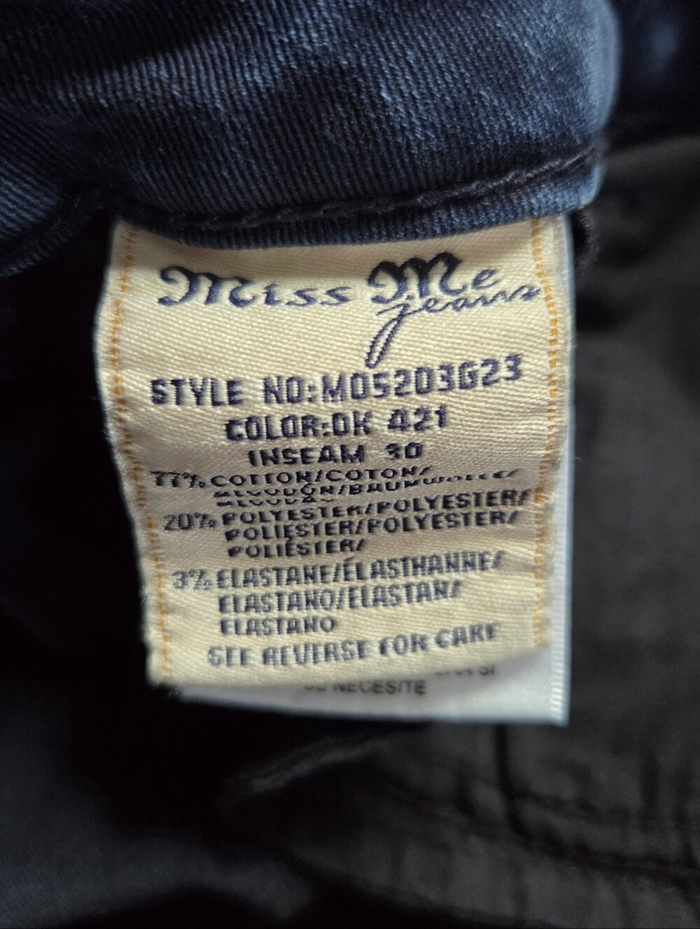 Miss Me Navy Skinny Stretch Jeans - Picture 4 of 6